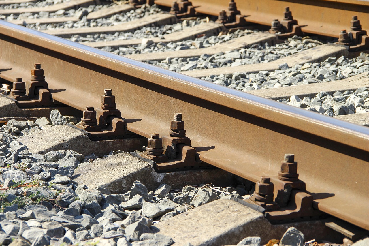 Railway, rails, train, transport, the way, steel, way, metal, iron, bolts