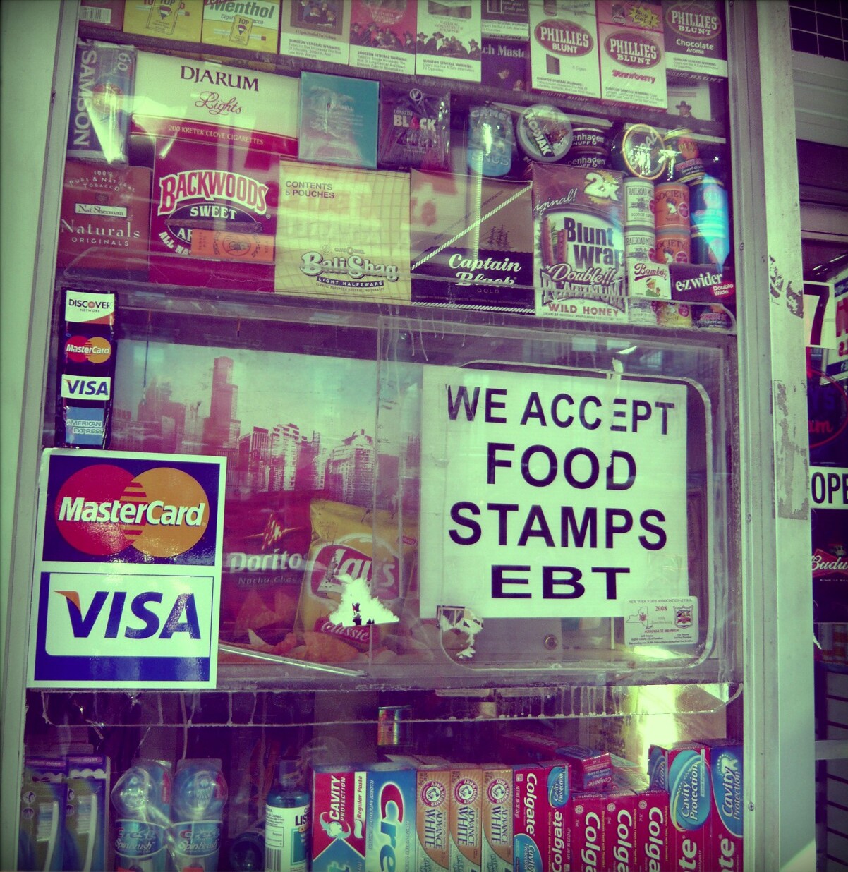 Brooklyn Deli with "We Accept Food Stamps EBT" sign.
