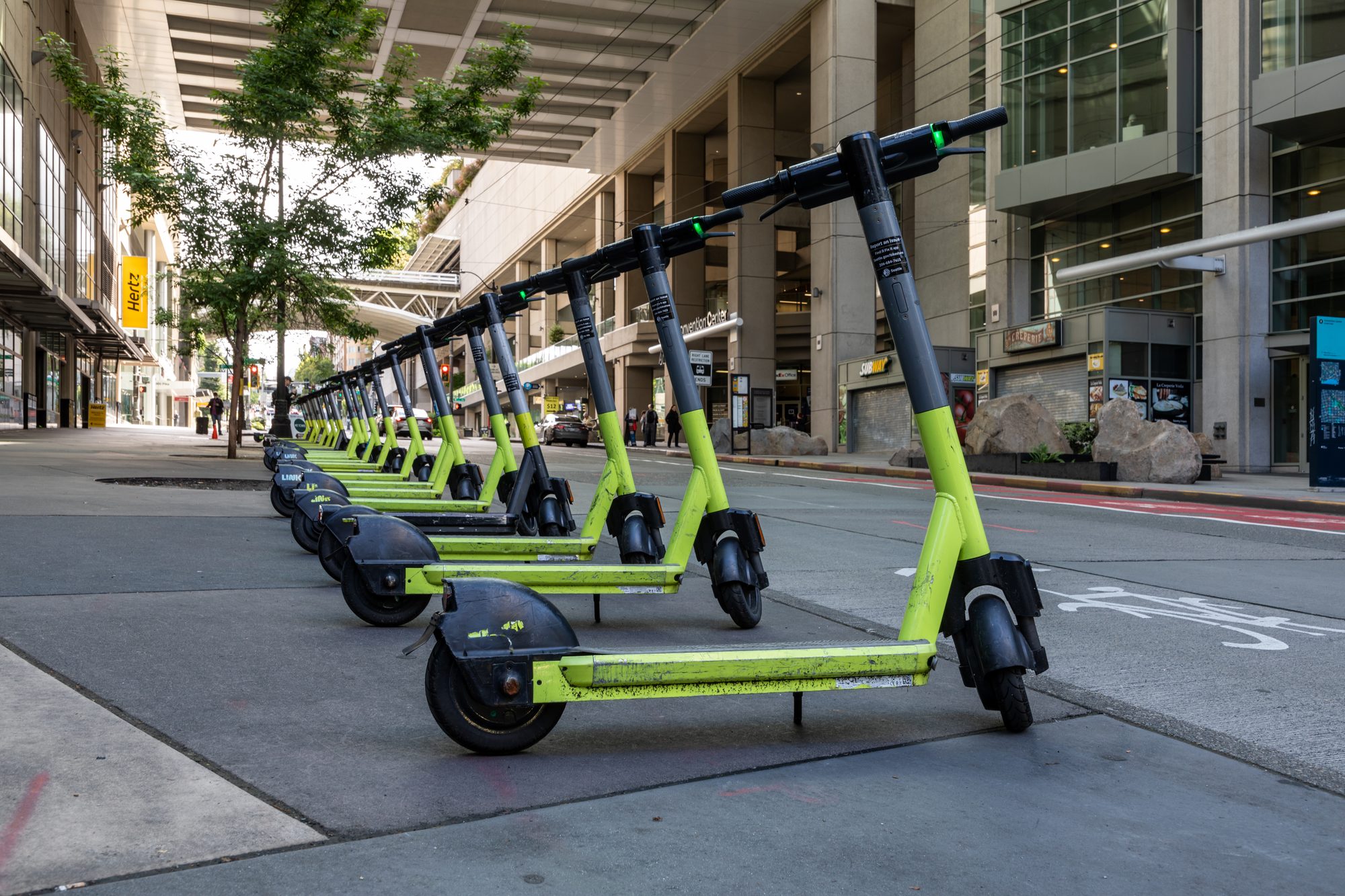 E-scooter (from the provider Link) on Pike Street in Seattle, Washington, USA