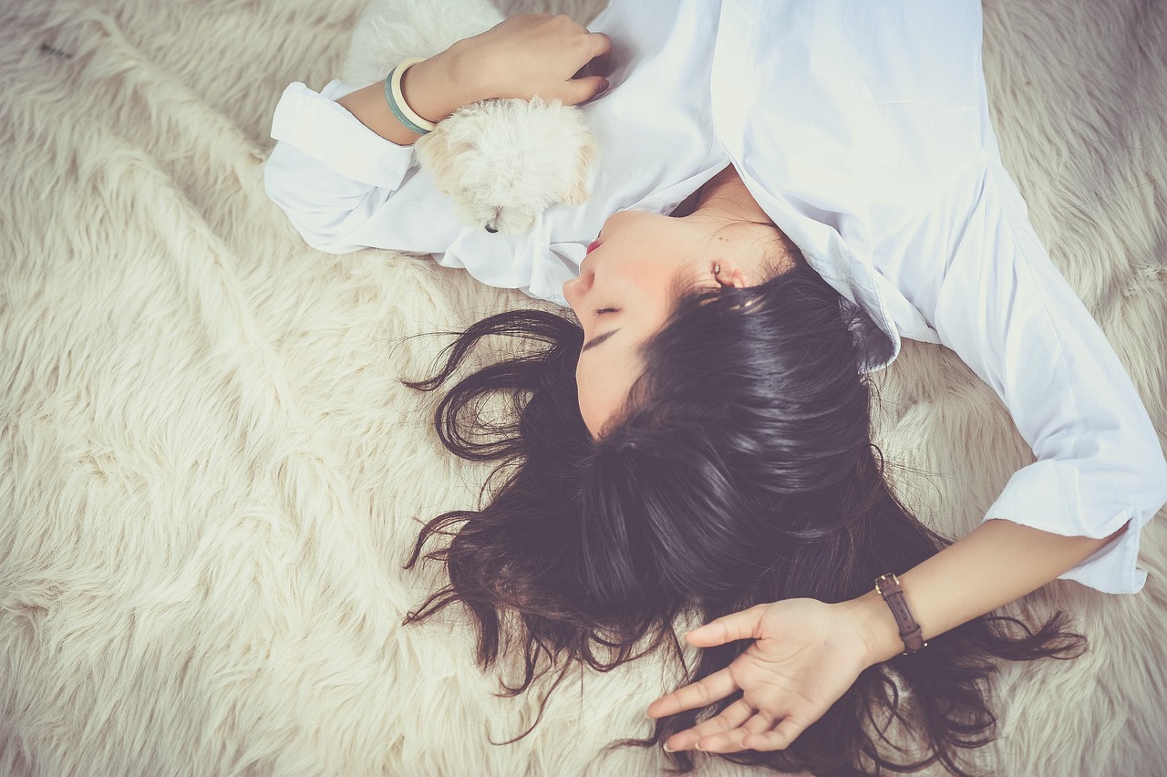 A woman sleeping.