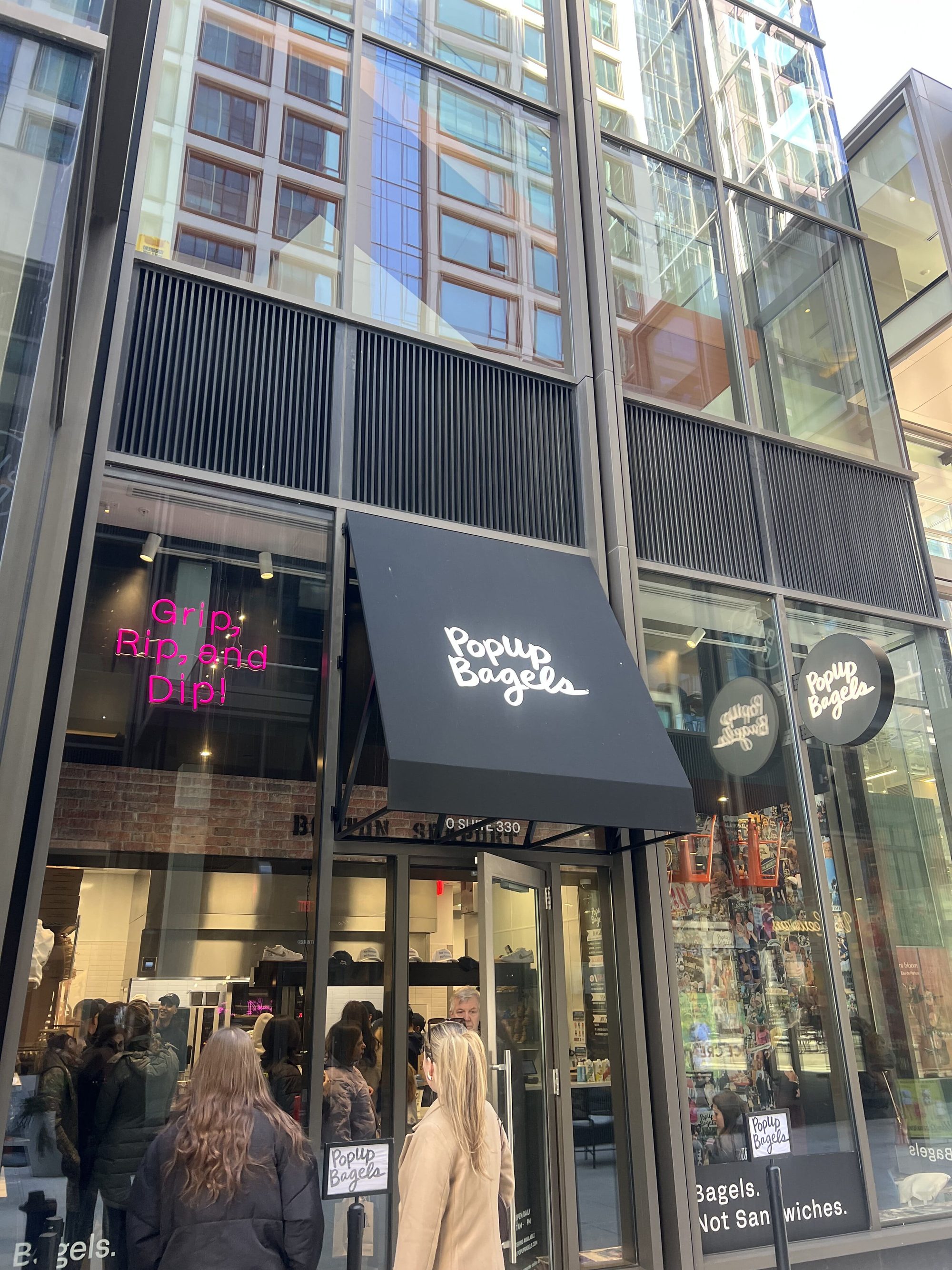 A PopUp Bagels entrance.