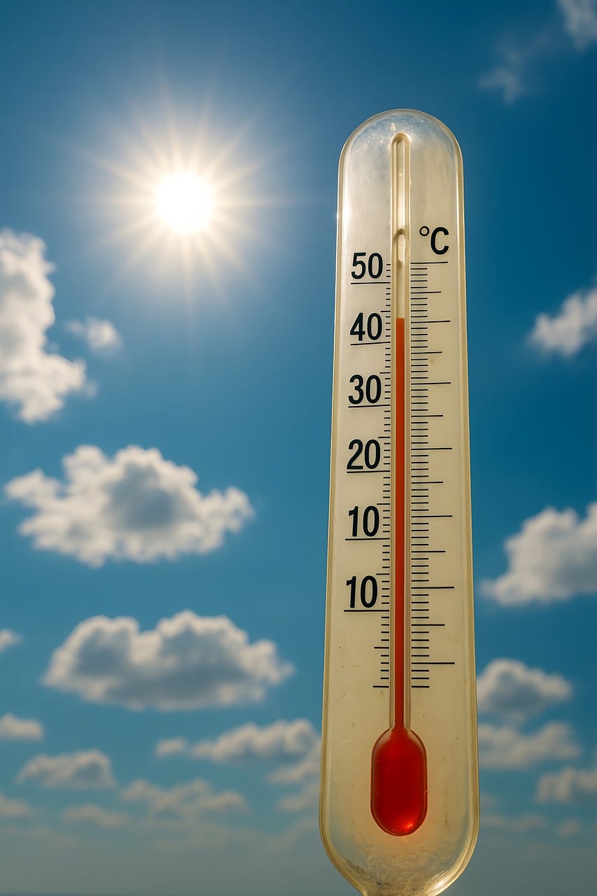 Heatwave, thermometer, climate change, global warming, extreme heat, hot weather, summer sun