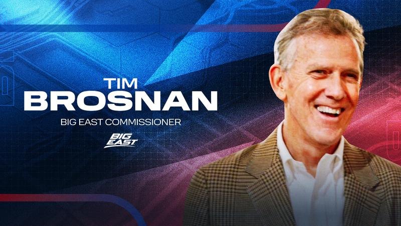 Promotional graphic showing a smiling man with the text BIG EAST Commissioner.
