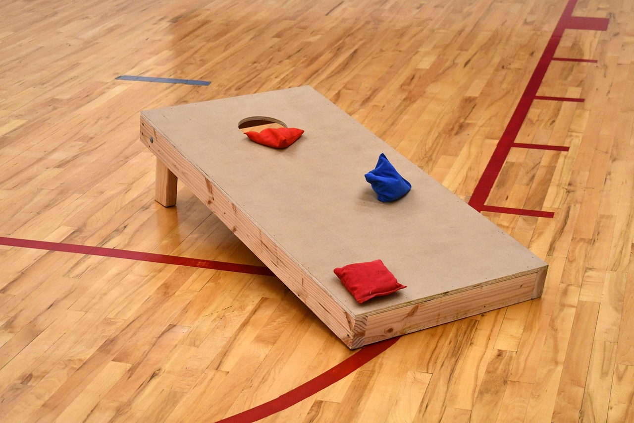 Corn hole, bean bag toss, game, lawn game, gym, orange gym, orange gaming, orange game, orange games
