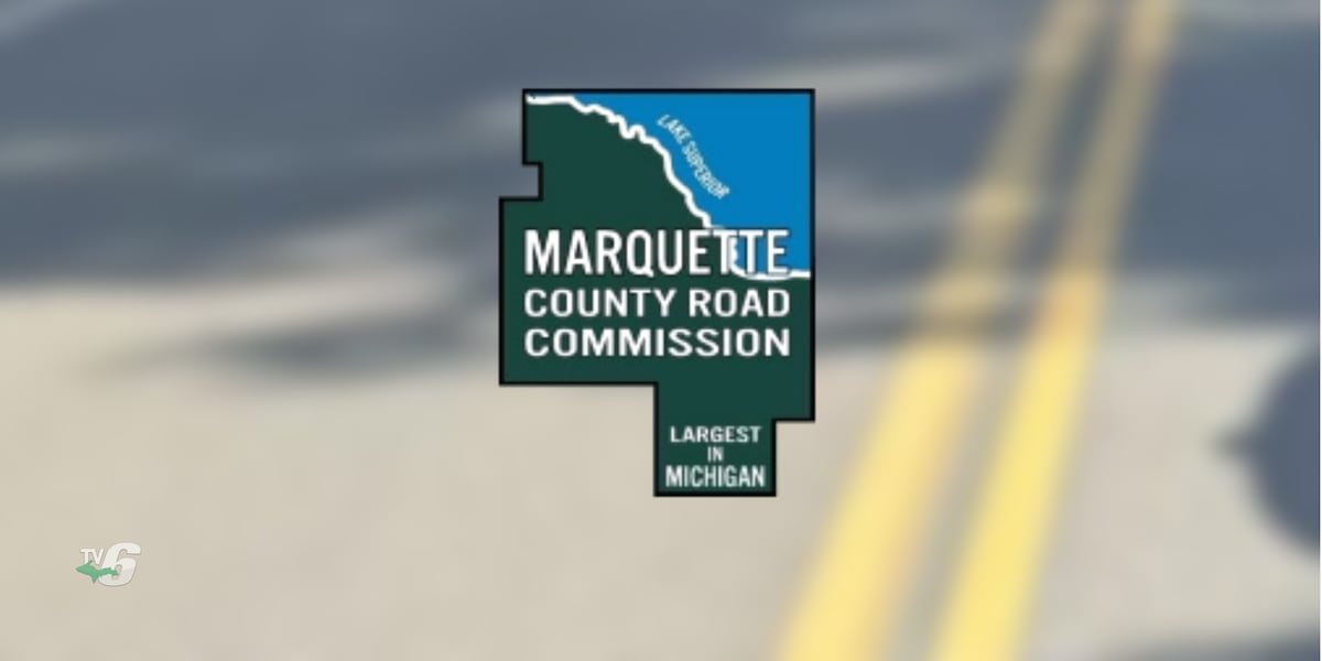 Marquette County Road Commission logo with teal county outline and tagline 'Largest in Michigan'.