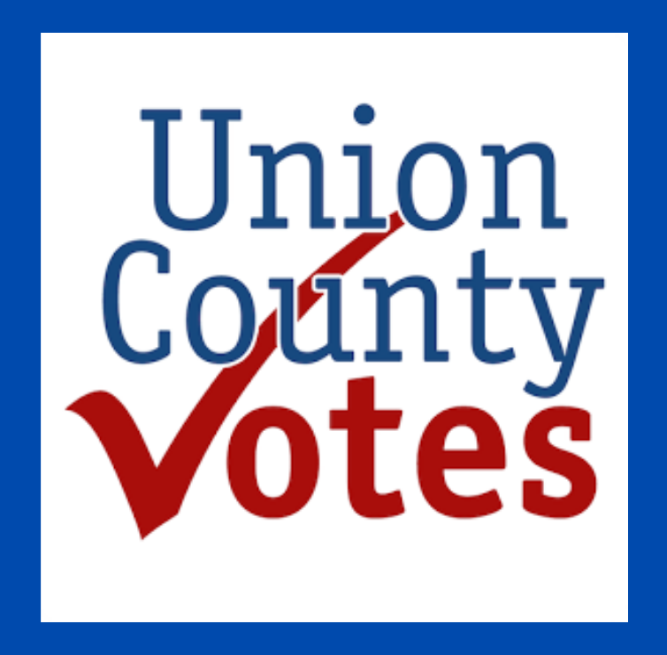 Square logo reading Union County Votes in blue and red text with a red checkmark.