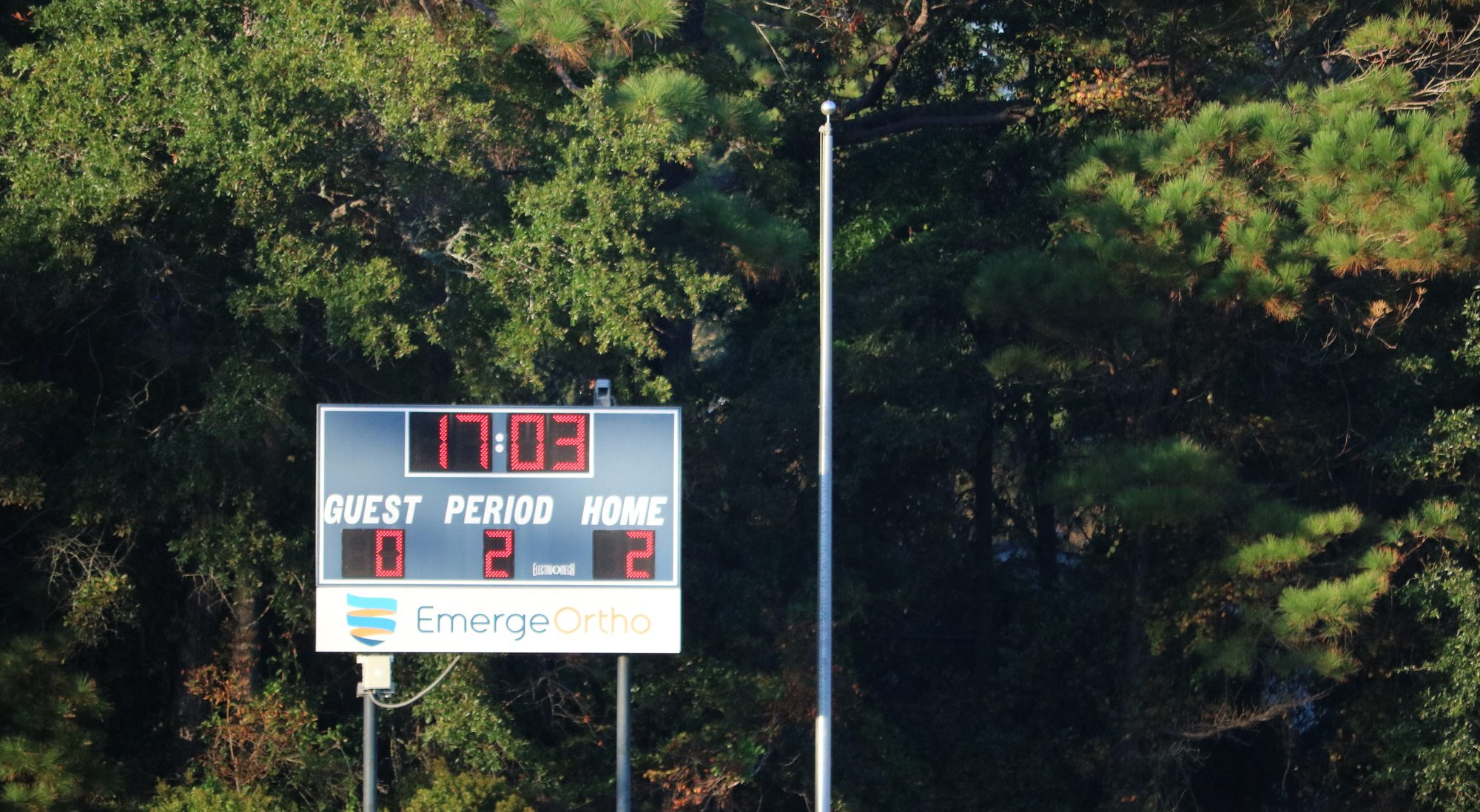 Scoreboard at Cape Fear Academy in Wilmington, North Carolina.