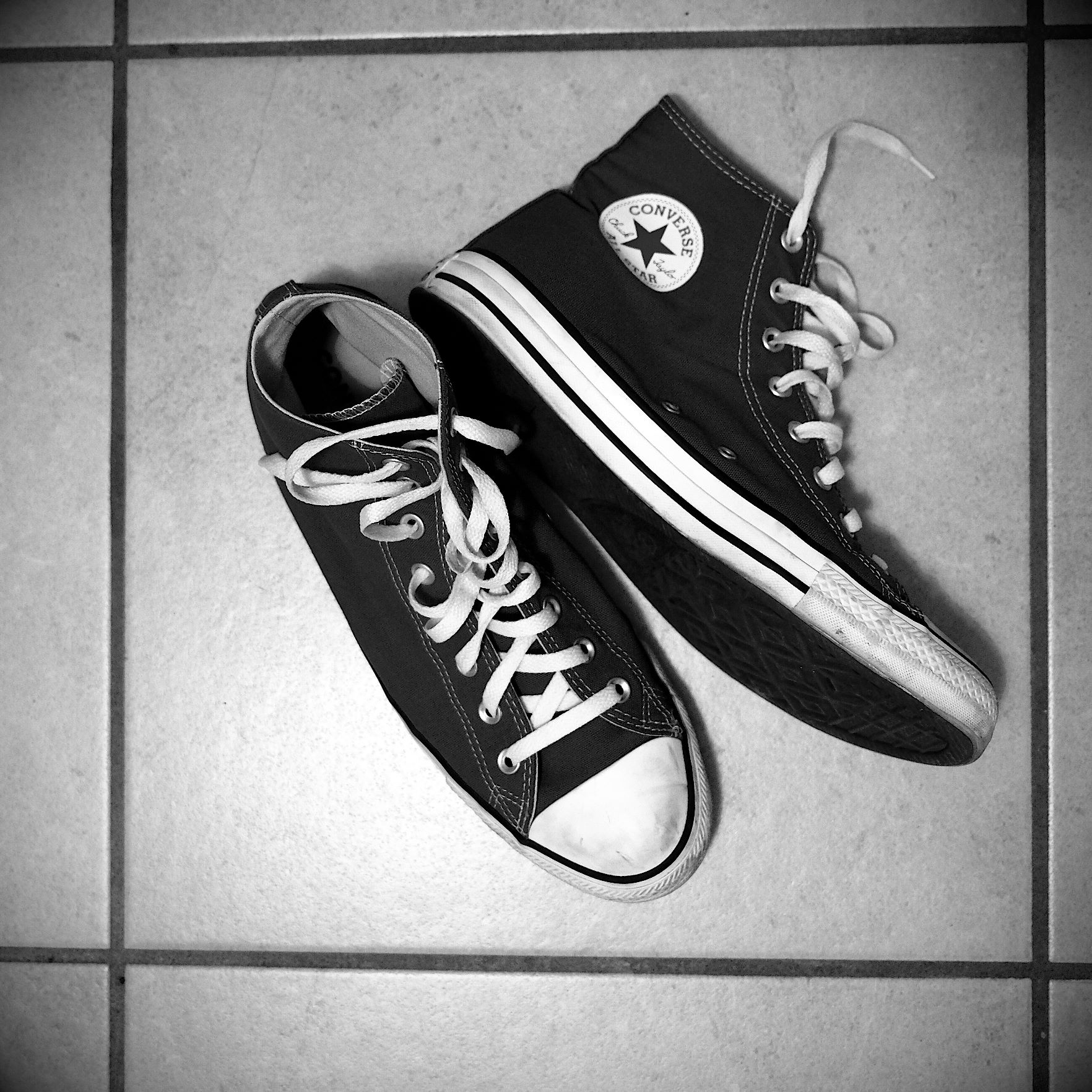 black and white shot of Converse Chuck Taylor All-Stars (high-top)