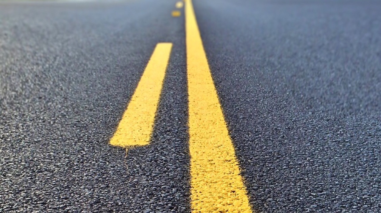 Road, centerline, highway, asphalt, street, line, blue road, blue street, asphalt, asphalt, asphalt, asphalt, asphalt