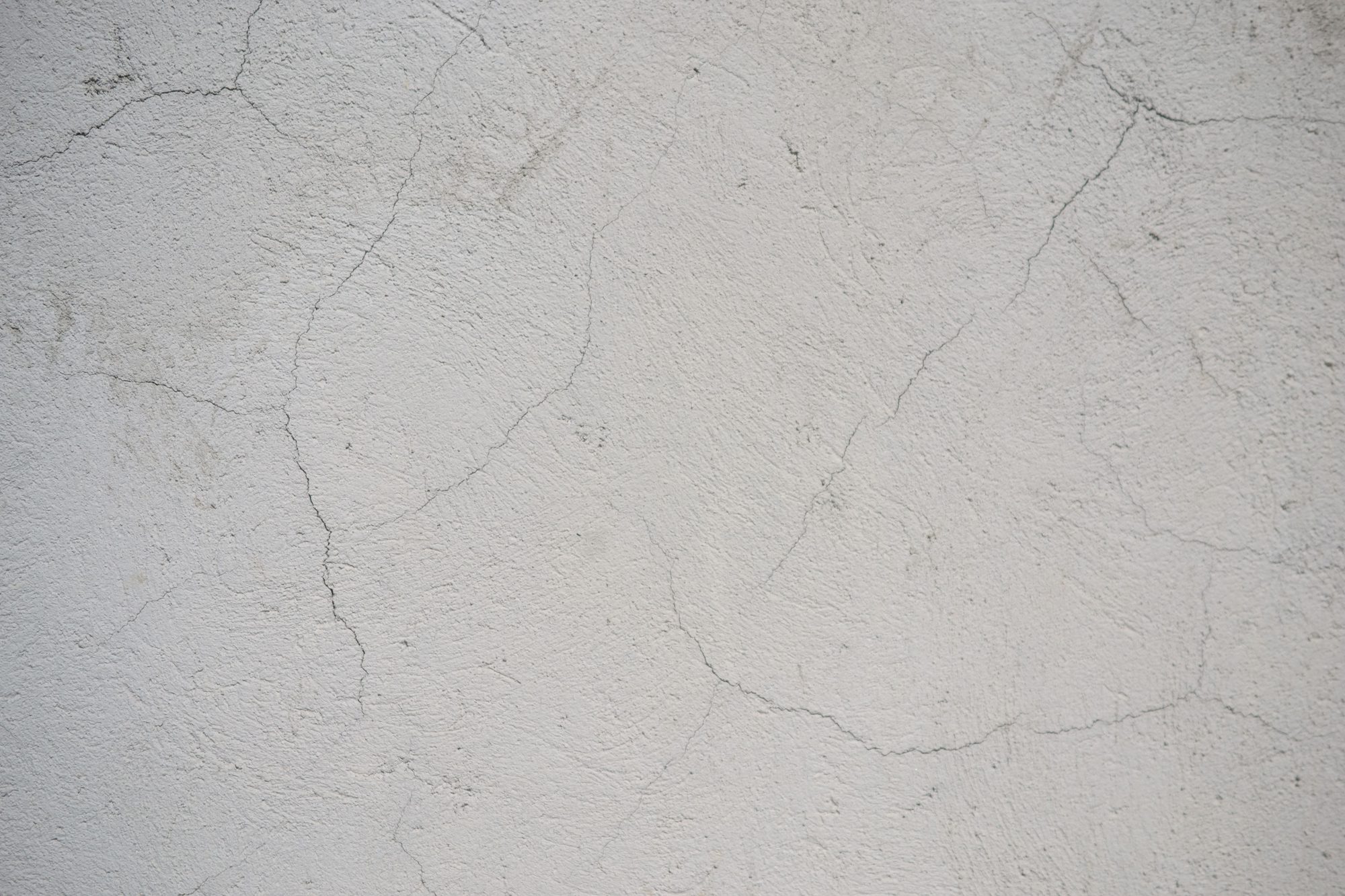 Close-up view of a cracked white concrete wall offering a detailed texture.