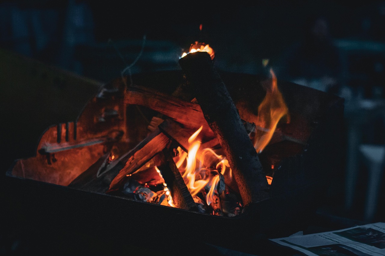 Fire, campfire, fireplace, flame, burn, heat, hot, burning, night, smoke
