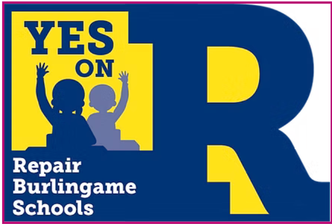 Navy blue and yellow campaign logo with child silhouettes and the text Yes on R.