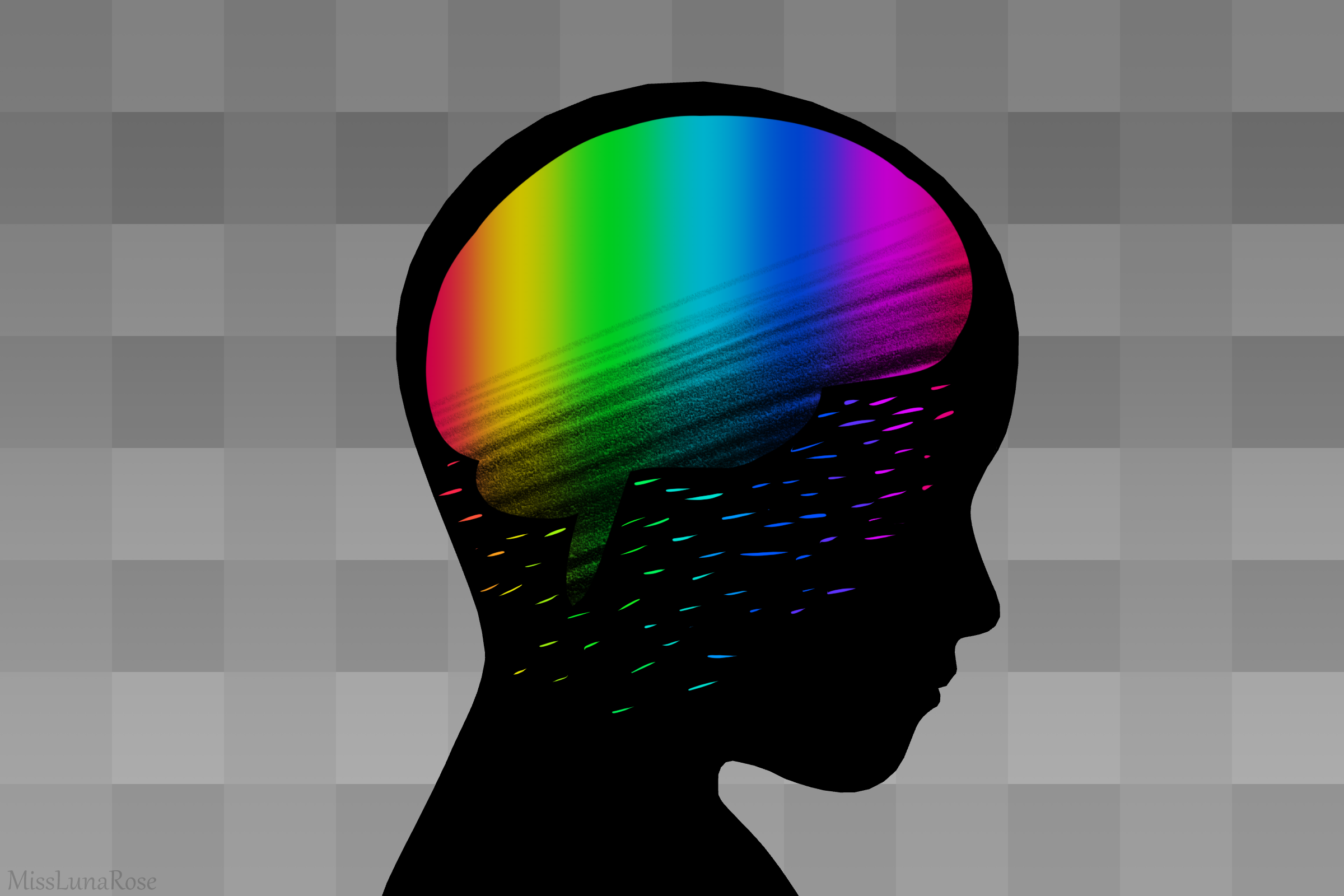 Silhouette of a child's head in profile with a colorful brain illustration inside.