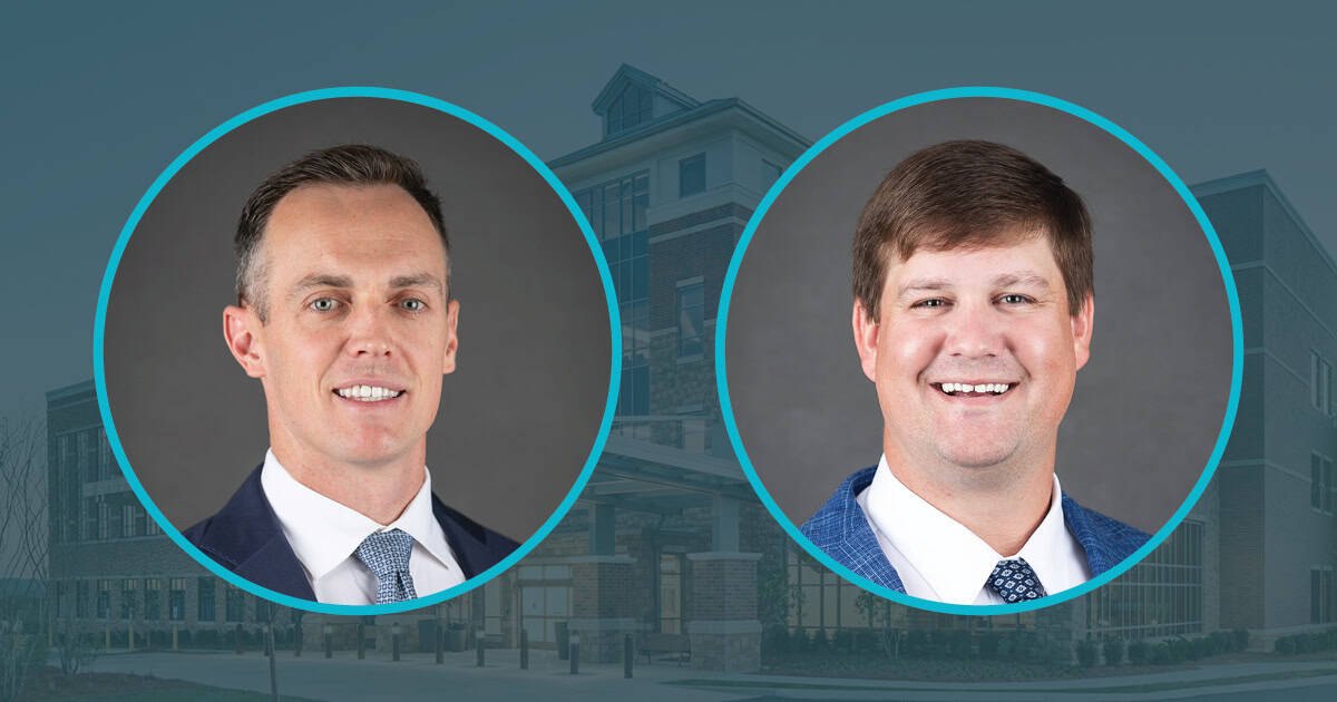 Two men in suits shown in circular professional headshot frames.