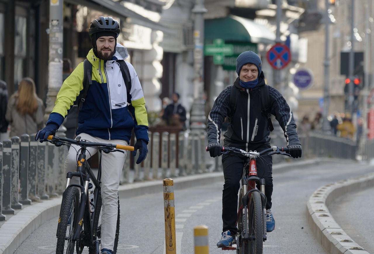 Bicyclists, bicycle lane, cyclists, street, urban, city, winter, bike lane, bike ride, bike lane, bike lane, bike lane, 
