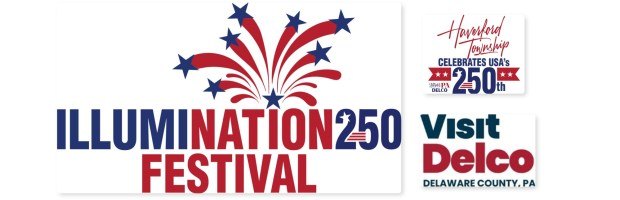Illumination 250 Festival logo with red, white, and blue fireworks and stars.