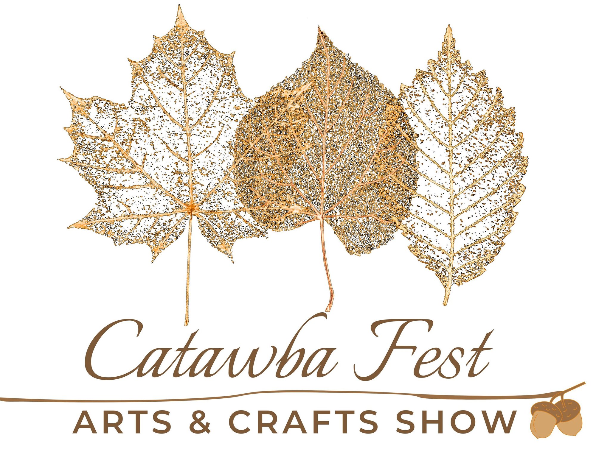 Catawba Fest Arts and Crafts Show logo with autumn leaves and acorn icons.