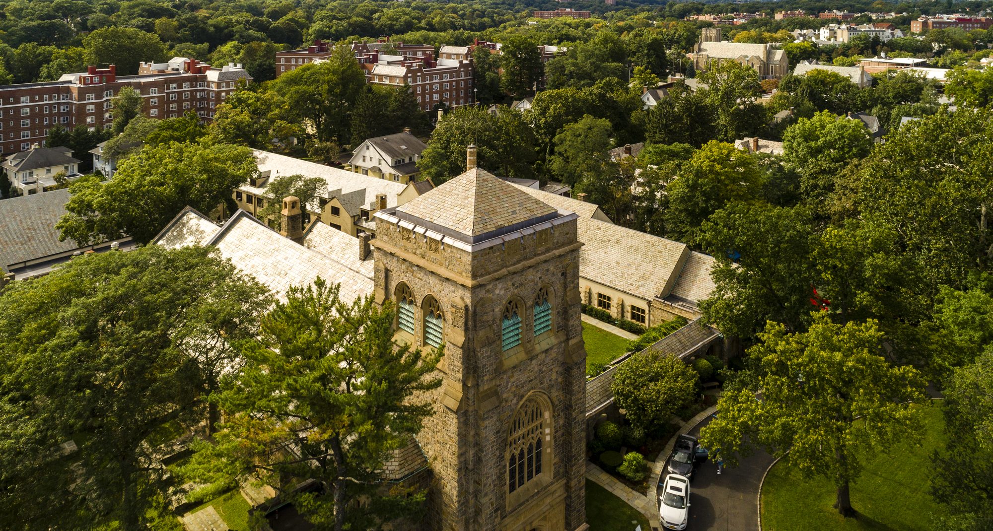 The aerial view of the Bronxville, the city in Westchester County, New York State, USA
