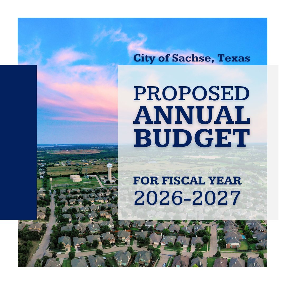 Designed budget cover graphic with aerial suburban photo and bold text overlay.