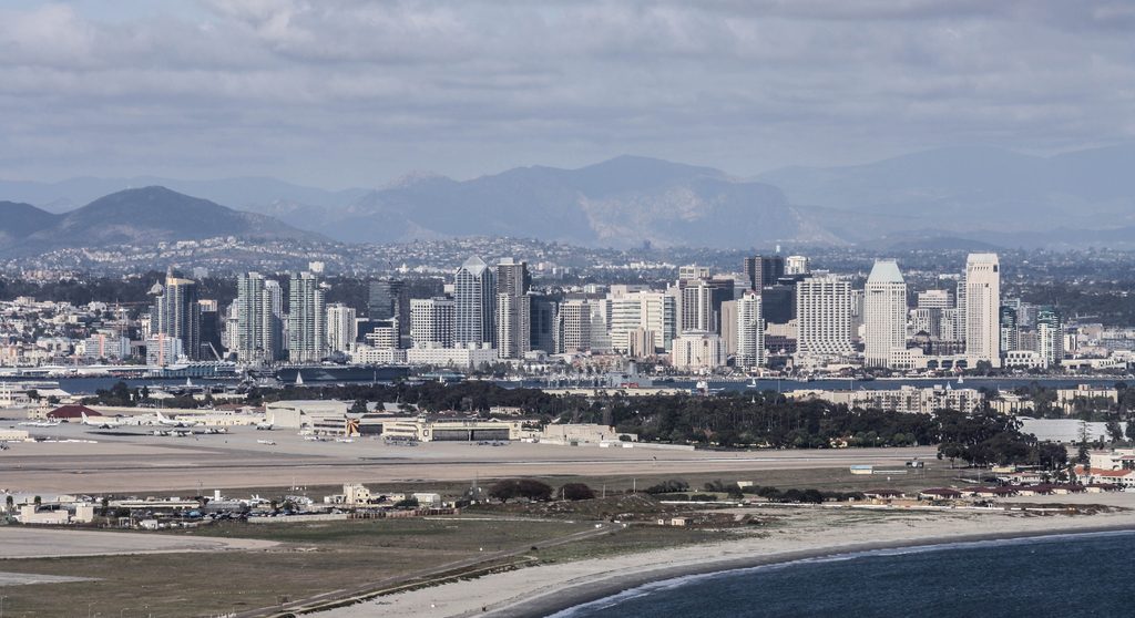 Coronado Island and downtown San Diego seen from Cabrillo National Monument, California