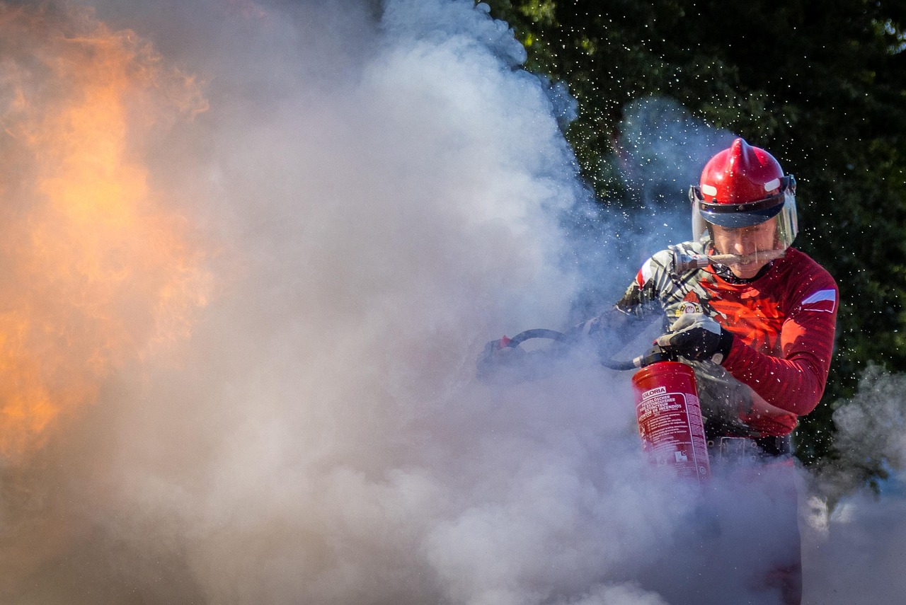 Firefighter, firefighting, fire extinguisher, flames, competition, sports, firefighter, fire extinguisher, fire extingui