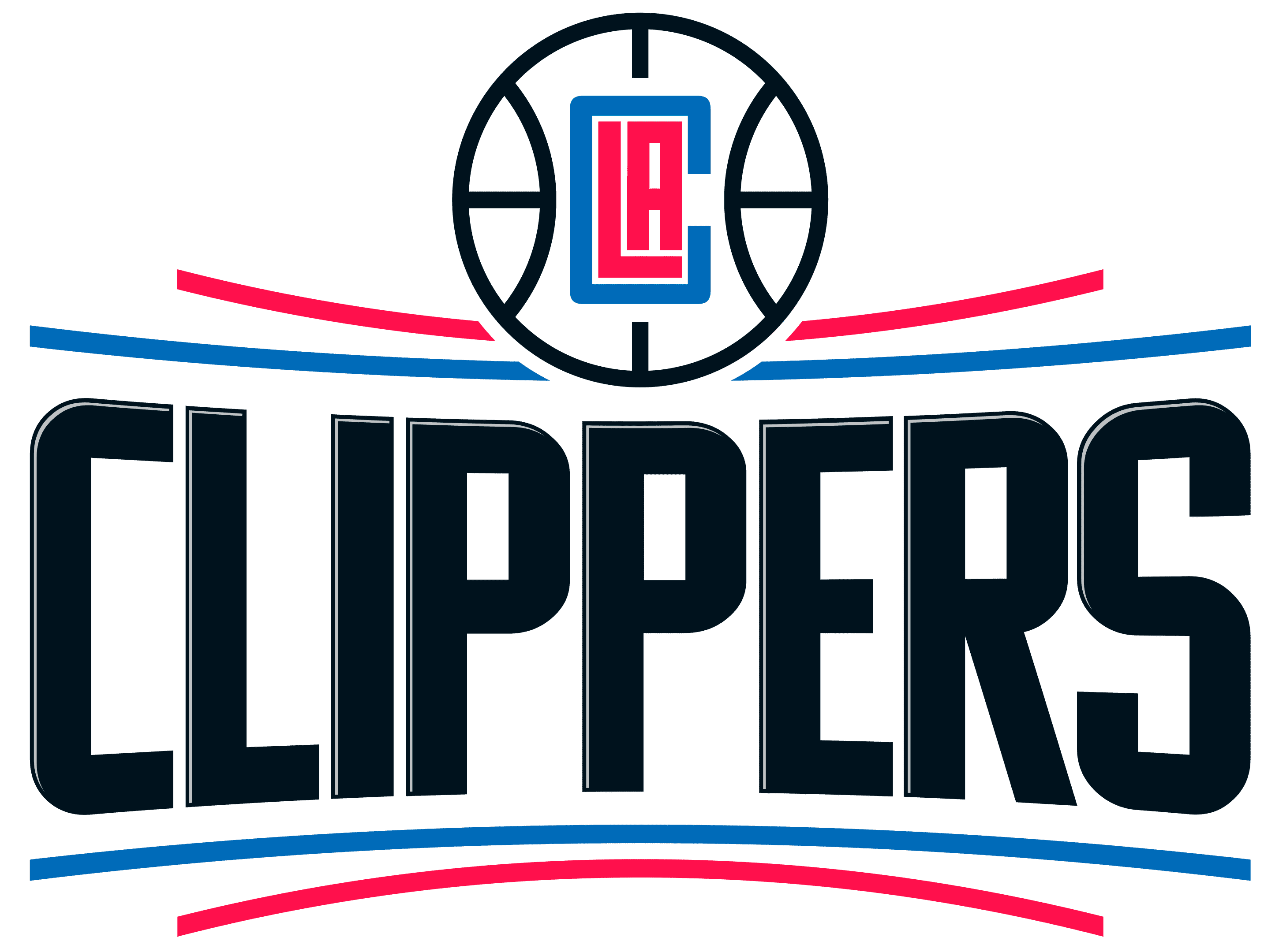 Los Angeles Clippers NBA team logo with basketball graphic and bold team wordmark.
