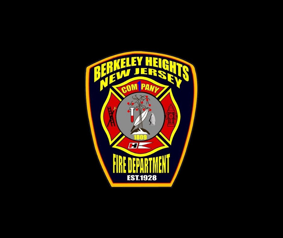 Berkeley Heights Fire Department official patch with Maltese cross design on a dark background.