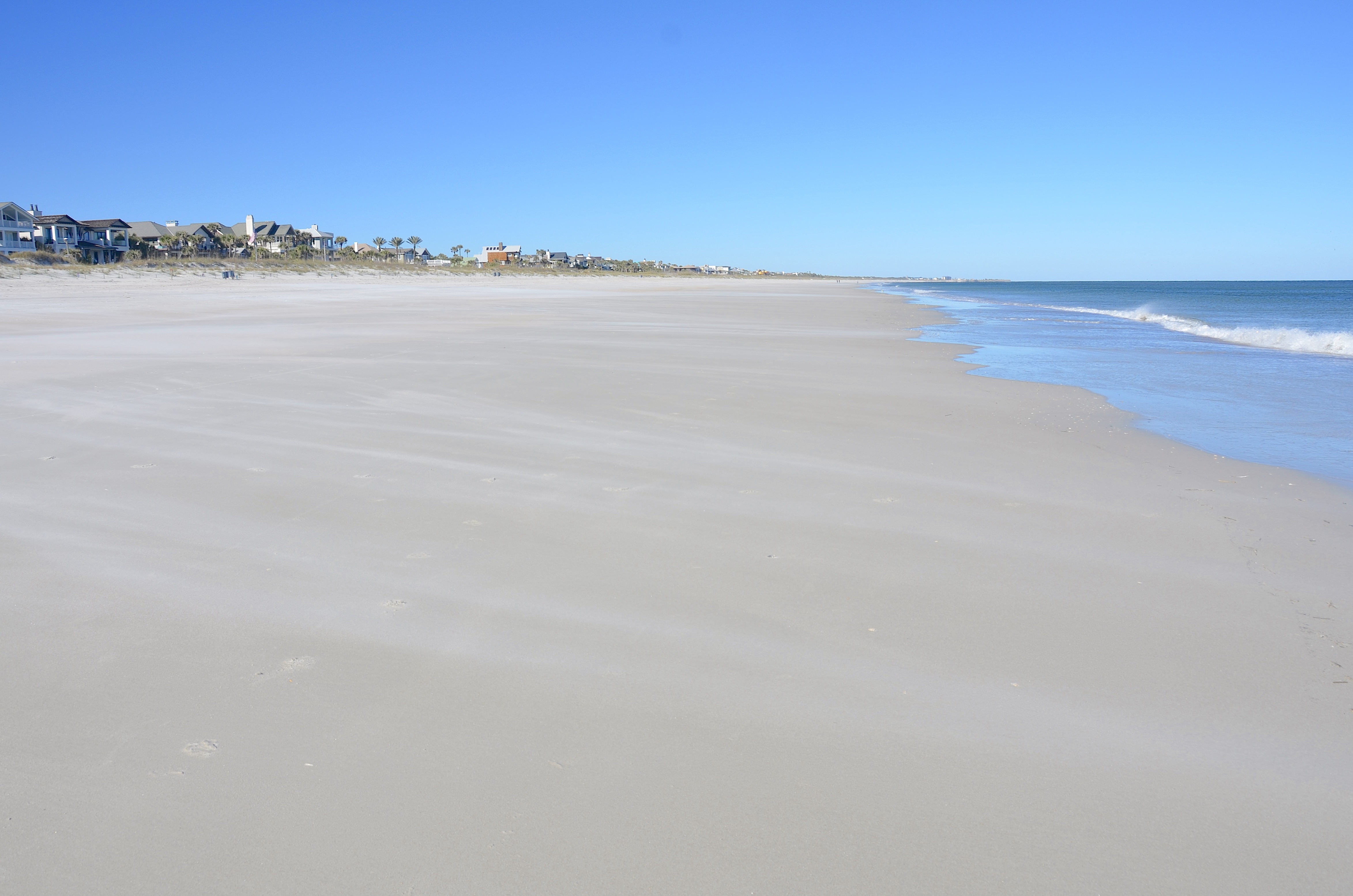 The ocean shoreline and beachfront homes in Atlantic Beach, Florida.