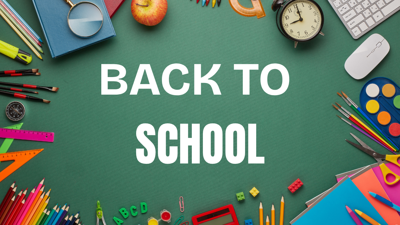 Back to School image with supplies.