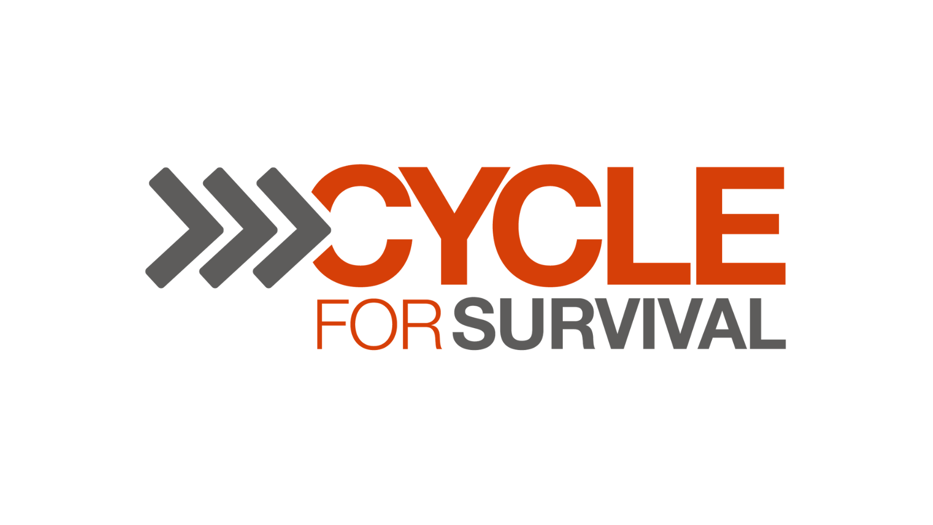 Cycle for Survival Logo in orange and gray next to bold arrows.