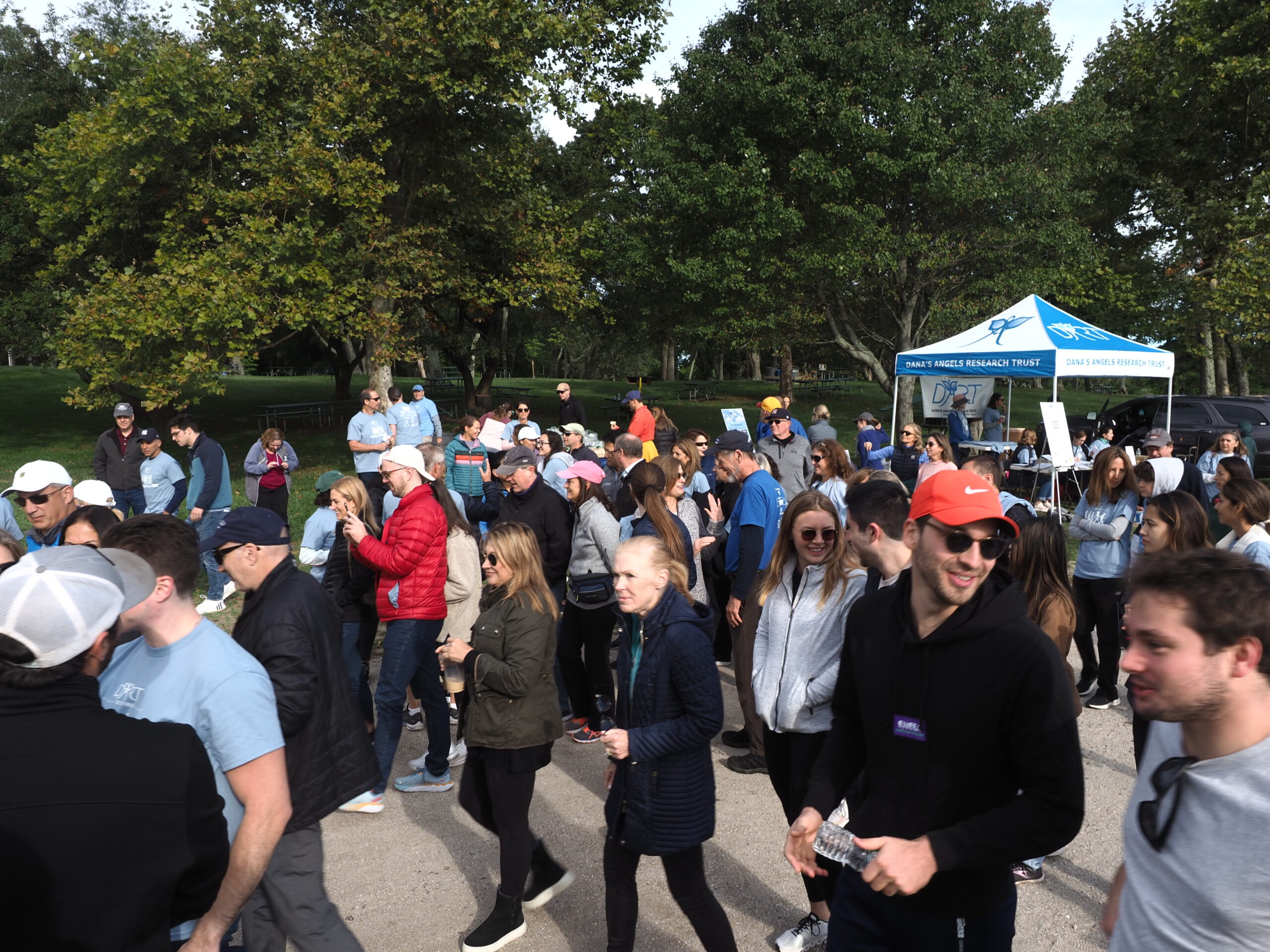 Event attendees gather in Greenwich CT for fundraiser walk.
