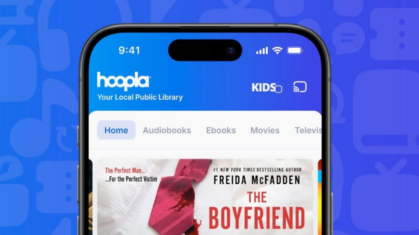 Hoopla Logo App on Cell Phone