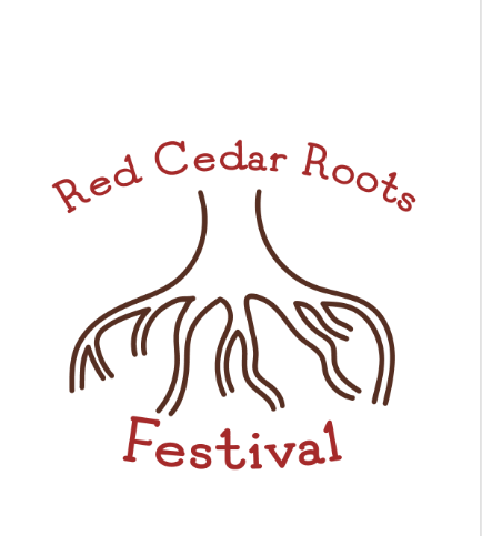 Red Cedar Roots Festival logo, featuring a tree with roots shaped like hands.