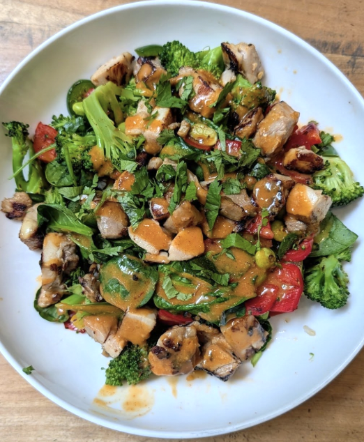 Overhead view of grain bowls at Humbowl in San Rafael