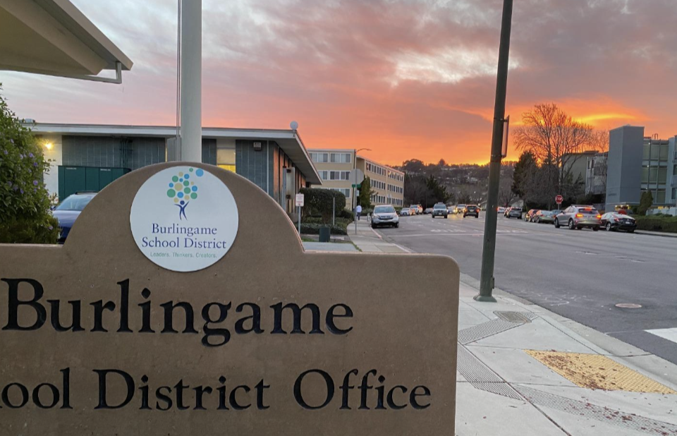 Photo of sign of Burlingame School District Office from outside