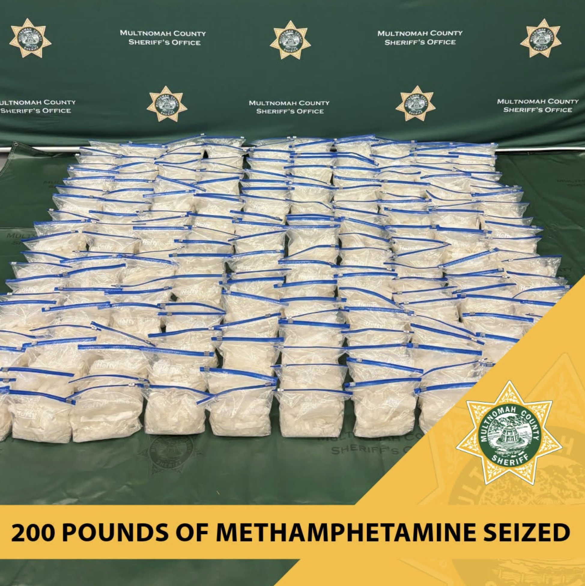 200 pounds of methamphetamine seized by Mulnomah County Sheriff's Office