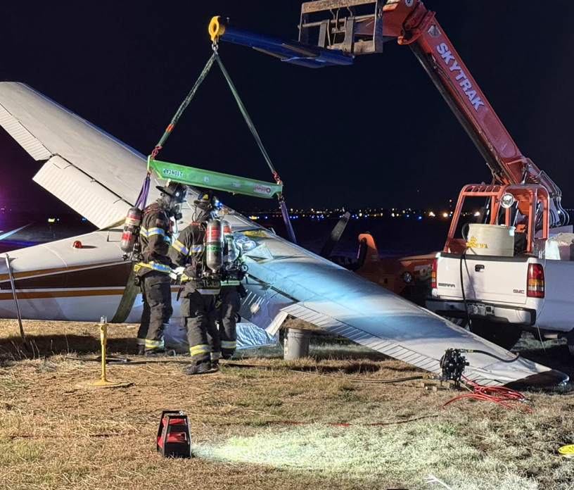 Cessna 180 goes off Centennial Airport runway