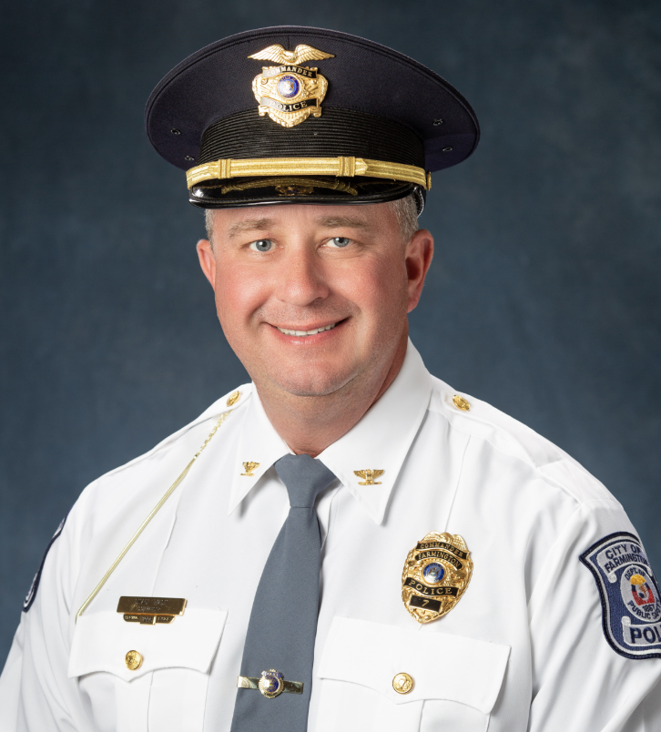 Shane Wash in a Farmington Public Safety command uniform and hat.