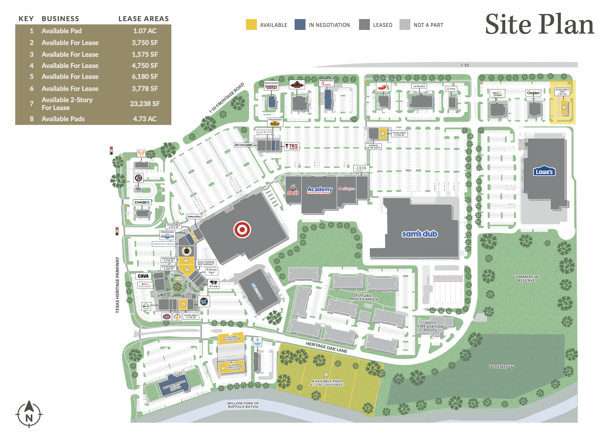 Diagram showing Texas Heritage Marketplace Property Details.