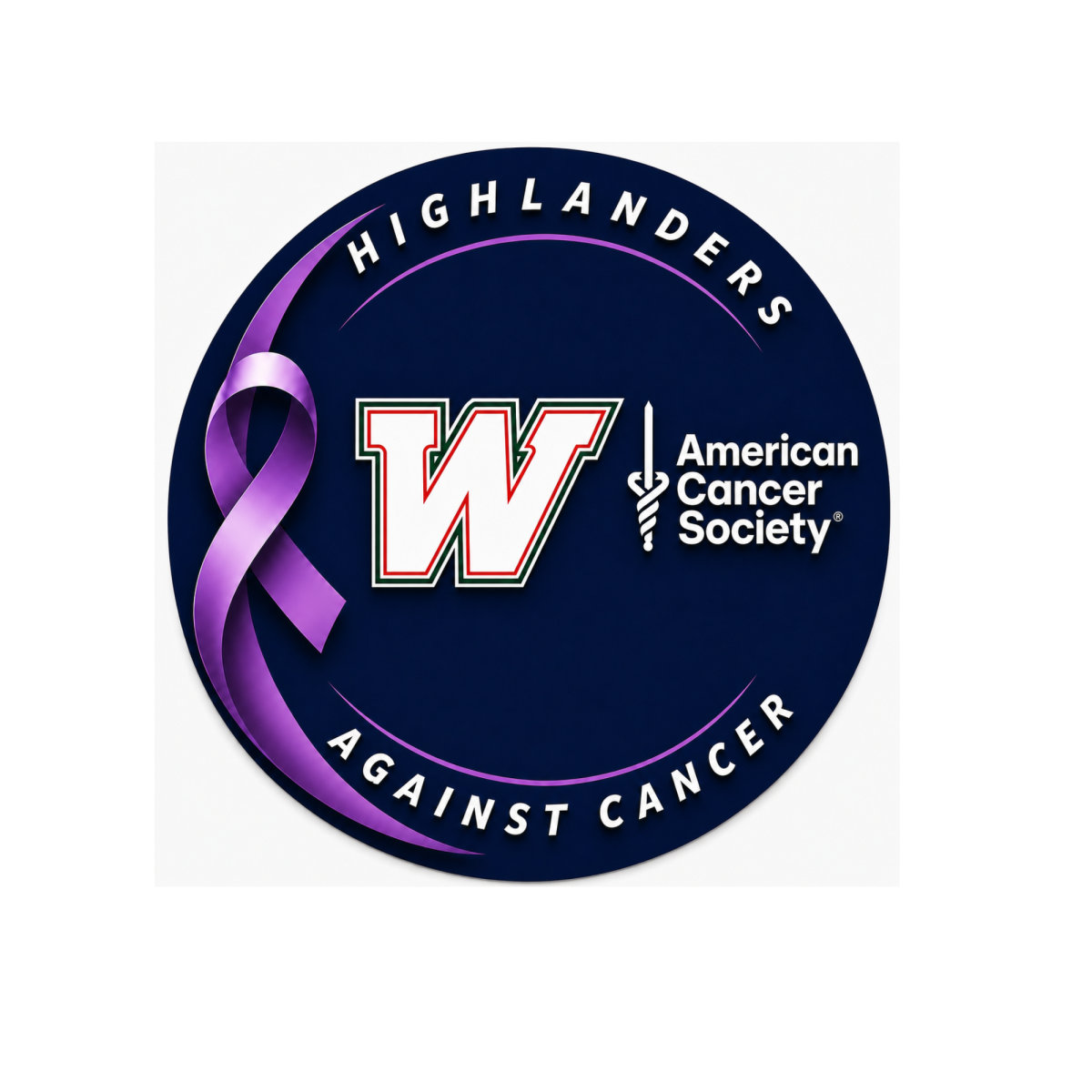 The Highlanders Against Cancer logo. Highlanders Against Cancer is a chapter of American Cancer Society’s High Schools Against Cancer organization.