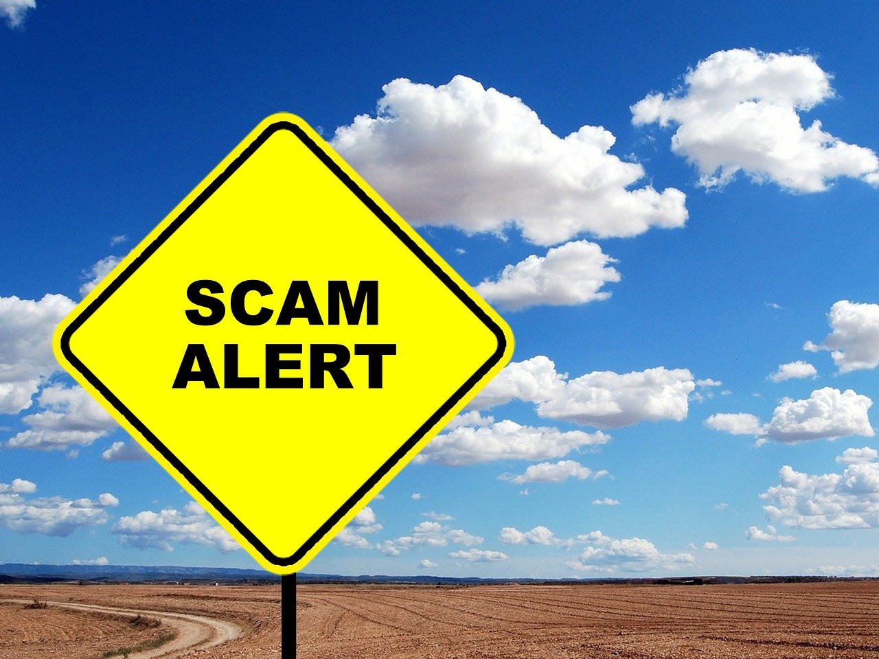 'Scam alert' sign.