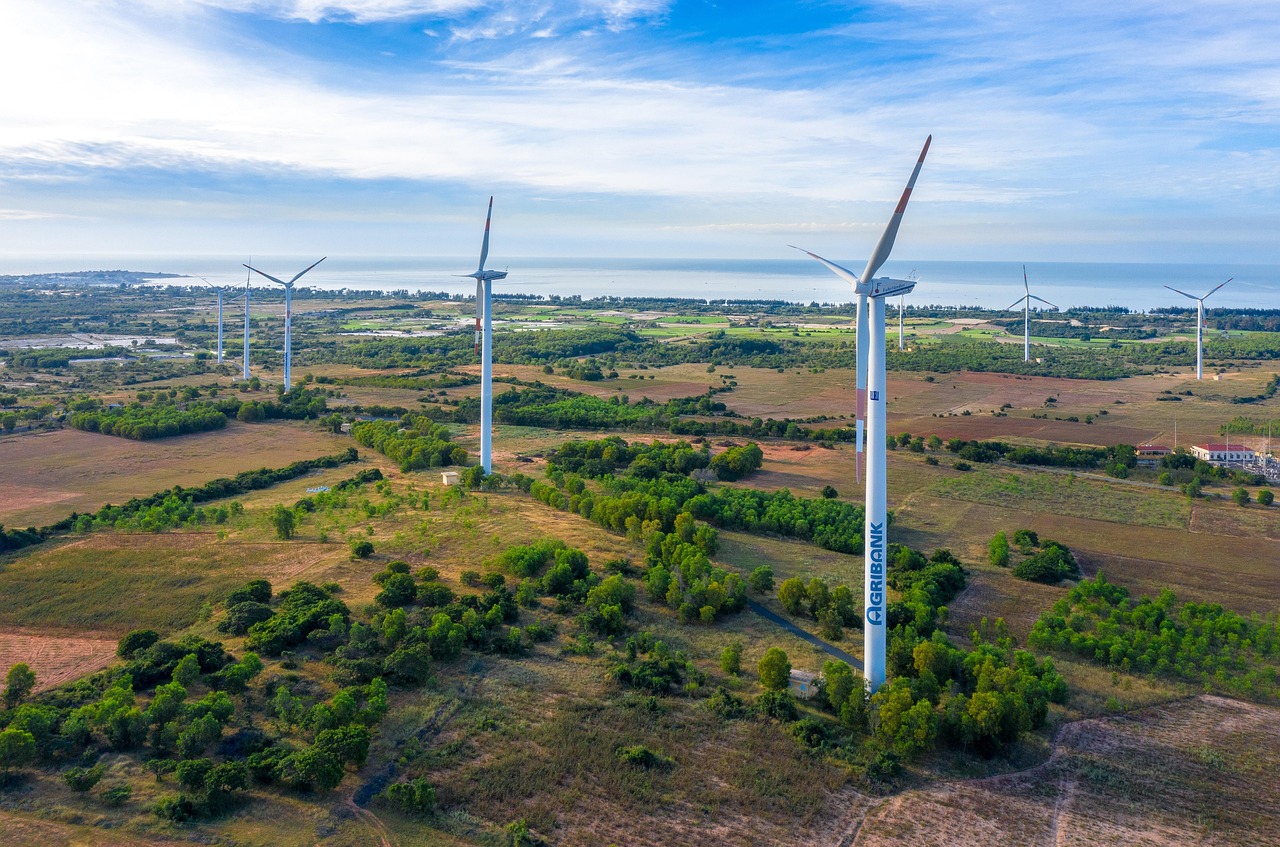 Wind power plant, military defeat, electricity, turbine, green power, landscape