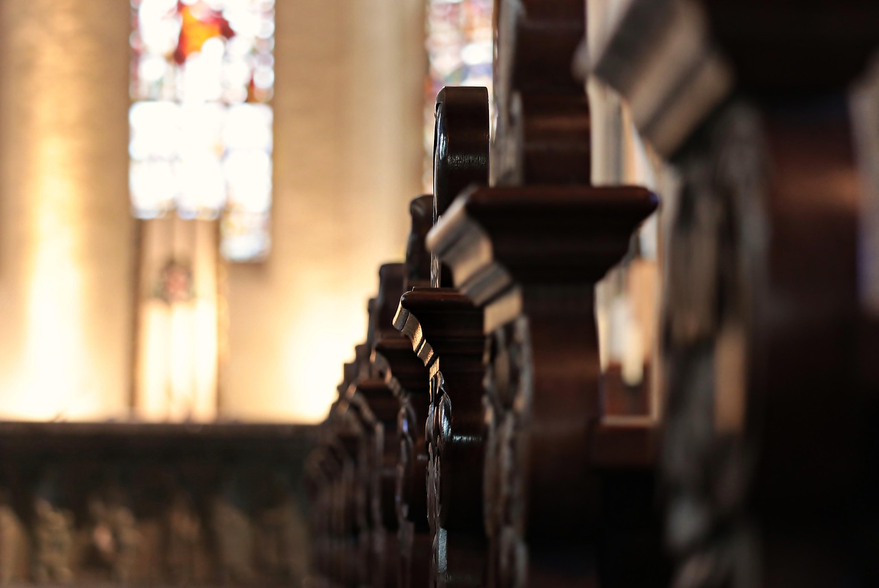 Church pews, benches, altar, church, christian, old, to sit, religion, christianity, catholic, faith, ornaments, buildin