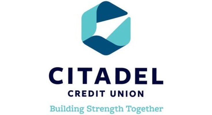 Citadel Credit Union logo with hexagonal emblem and tagline Building Strength Together.