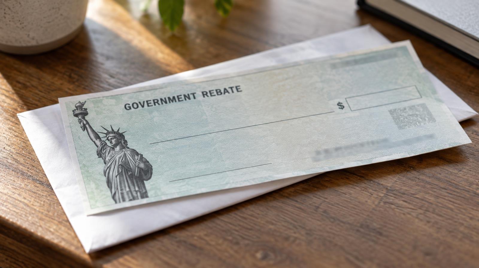 A paper check resting on a plain white envelope on a wooden table.