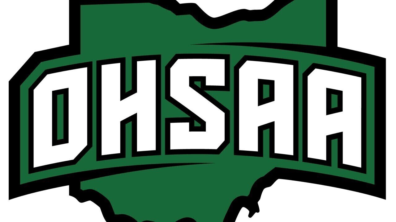 OHSAA logo featuring white letters on a green Ohio state silhouette.