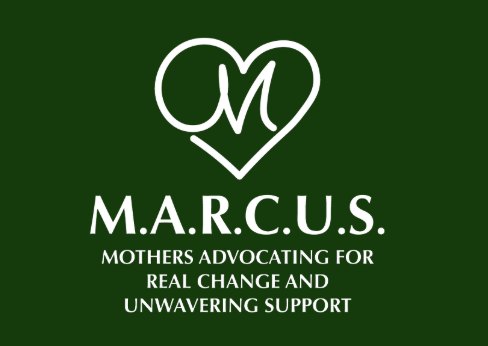 White heart-shaped logo with a stylized M above the text M.A.R.C.U.S. on a dark green background.