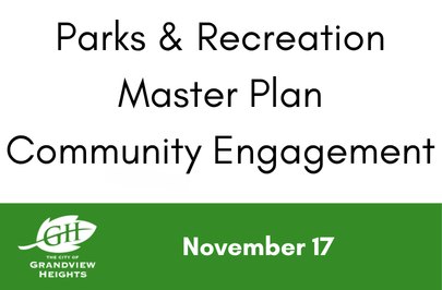 Promotional flyer for a parks and recreation master plan community engagement event.