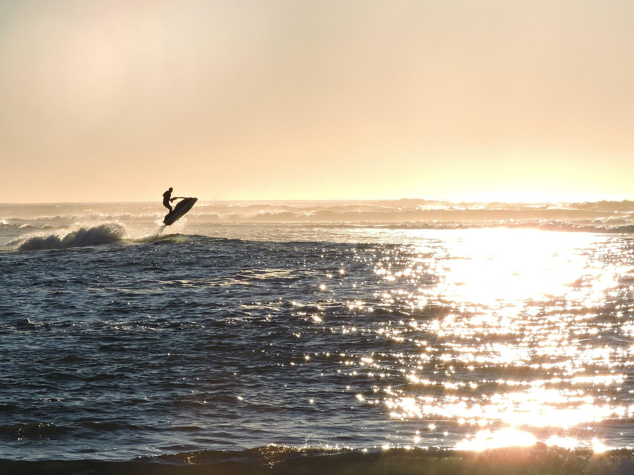 Jet ski, jumping, ocean, water, jet, nature, fun, silhouette, ski