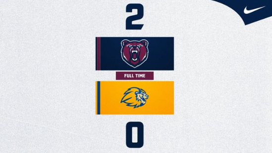 Final-score graphic showing the Berkley Bears and South Lyon Lions logos with a 2-0 score.